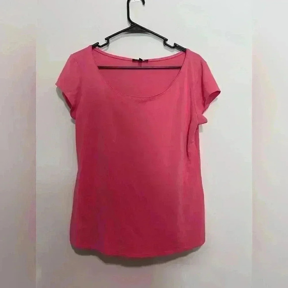 Eileen Fisher Womens Pink Blouse Short Sleeve Size L 100% Silk - Picture 1 of 4